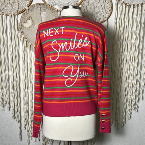 XO KR | Kerri Rosenthal NWT Red Stripe “Next Smile’s 
On You” Sweater - Picture 1 of 11